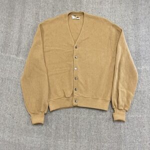 vintage Robert Bruce Cardigan mens large brown 1970s Arnold Palmer Alpaca